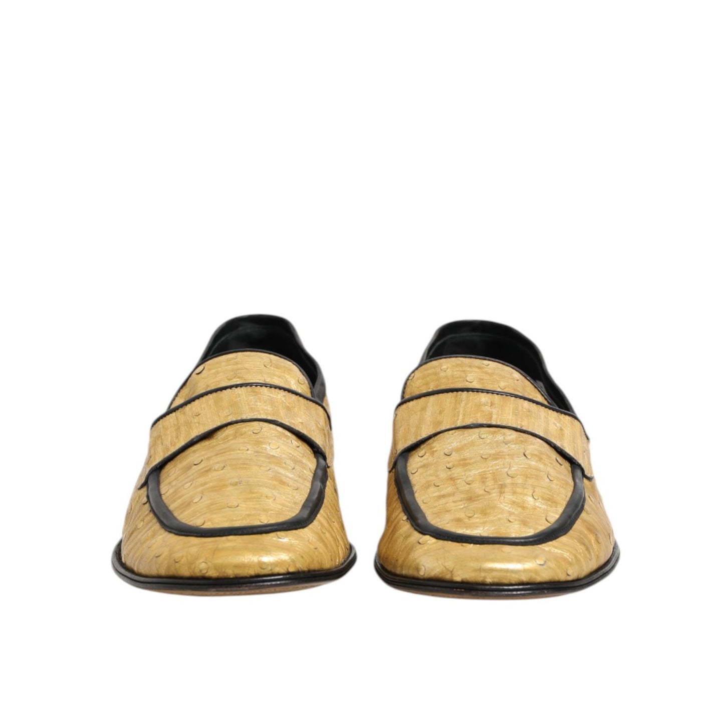 Dolce & Gabbana Yellow Black Leather Slip On Loafers Shoes Dolce & Gabbana