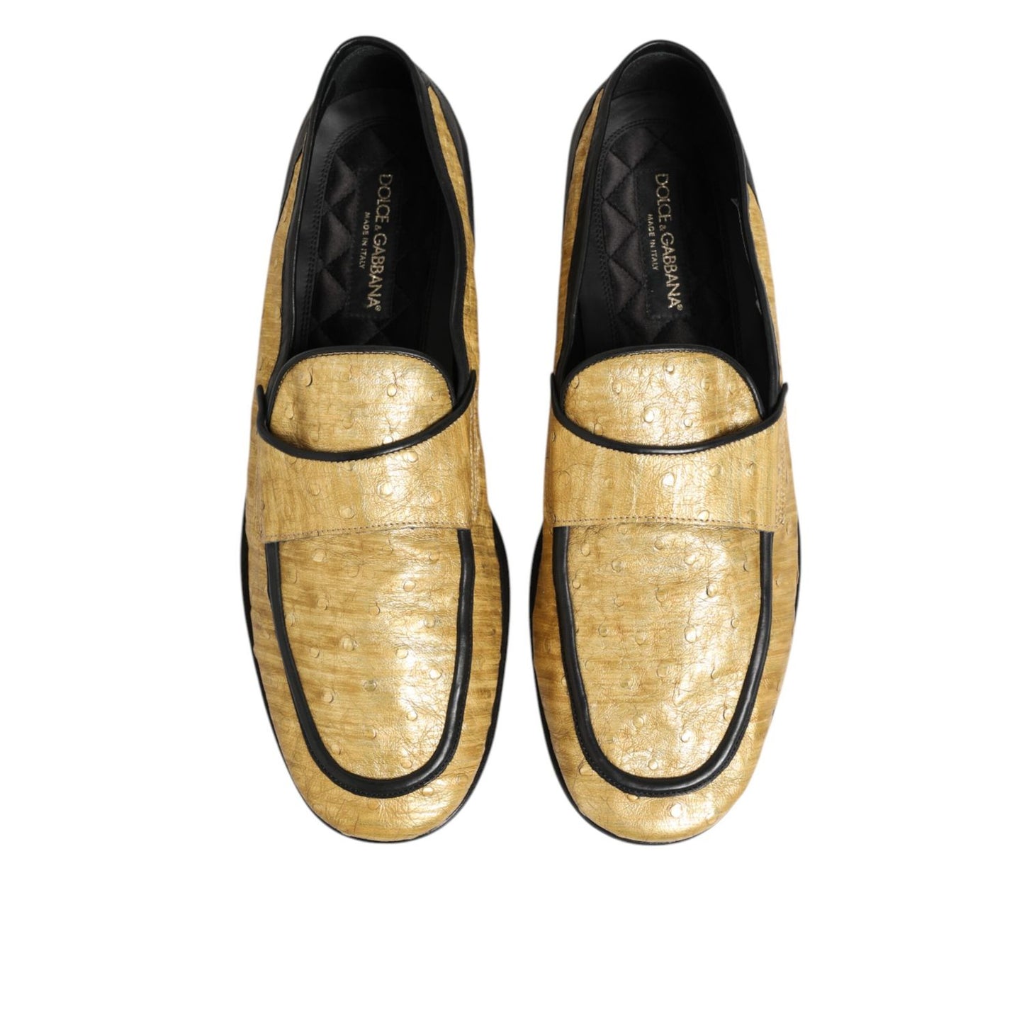 Dolce & Gabbana Yellow Black Leather Slip On Loafers Shoes Dolce & Gabbana