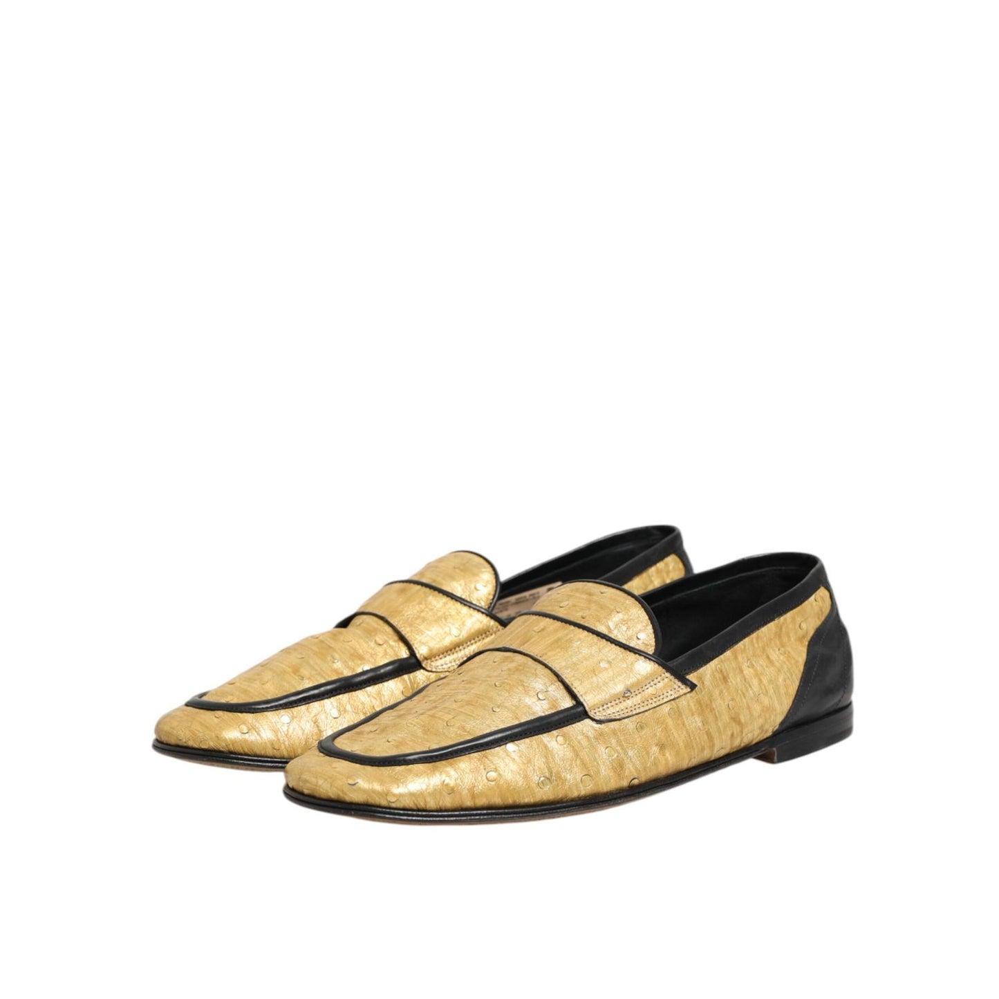 Dolce & Gabbana Yellow Black Leather Slip On Loafers Shoes Dolce & Gabbana