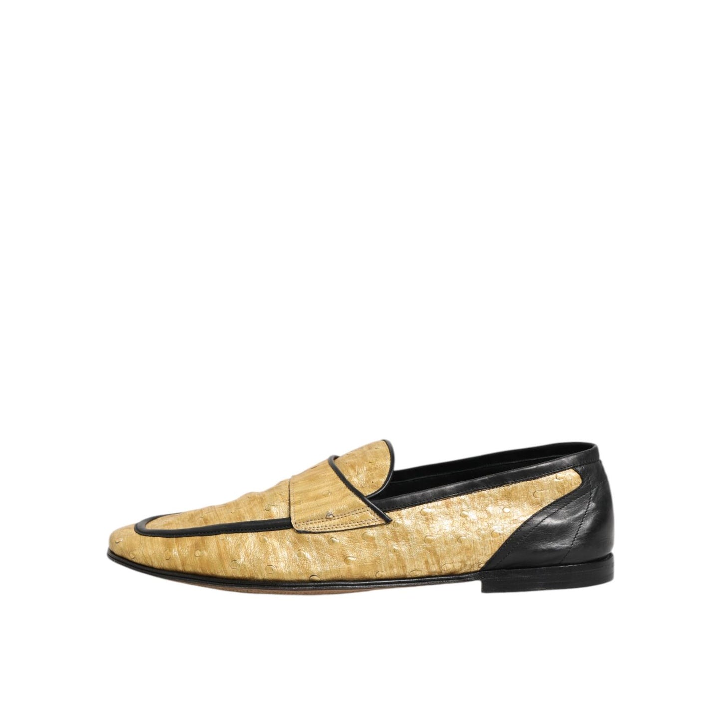Dolce & Gabbana Yellow Black Leather Slip On Loafers Shoes Dolce & Gabbana