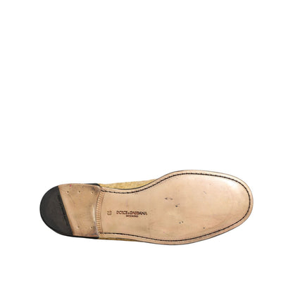 Dolce & Gabbana Yellow Black Leather Slip On Loafers Shoes Dolce & Gabbana