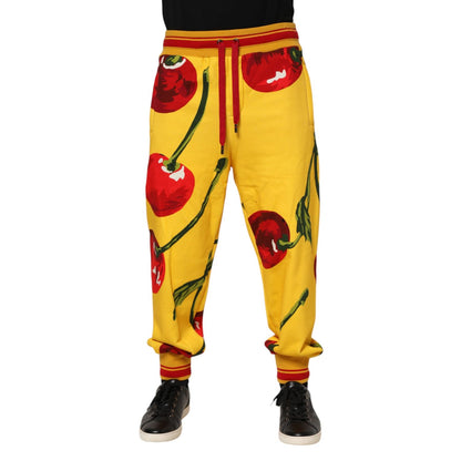 Dolce & Gabbana Yellow Cherry Print Jogger Sweatpants Pants Dolce & Gabbana