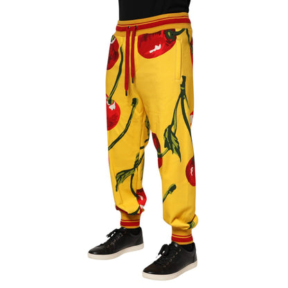 Dolce & Gabbana Yellow Cherry Print Jogger Sweatpants Pants Dolce & Gabbana