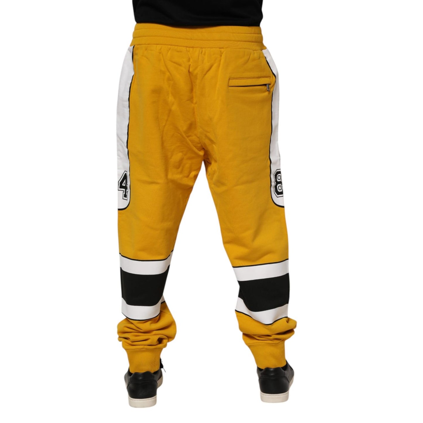 Dolce & Gabbana Yellow Cotton Logo Drawstring Jogger Sweatpants Pants Dolce & Gabbana