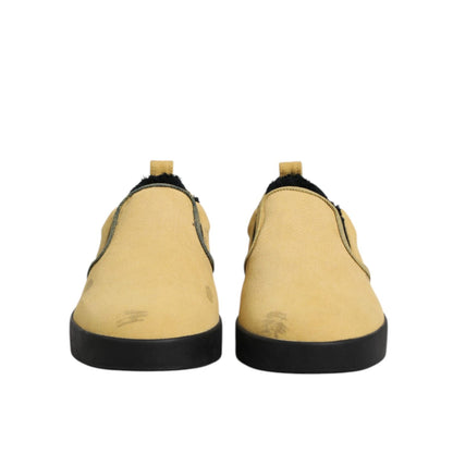 Dolce & Gabbana Yellow Cotton Low Top Slip On Sneakers Shoes Dolce & Gabbana
