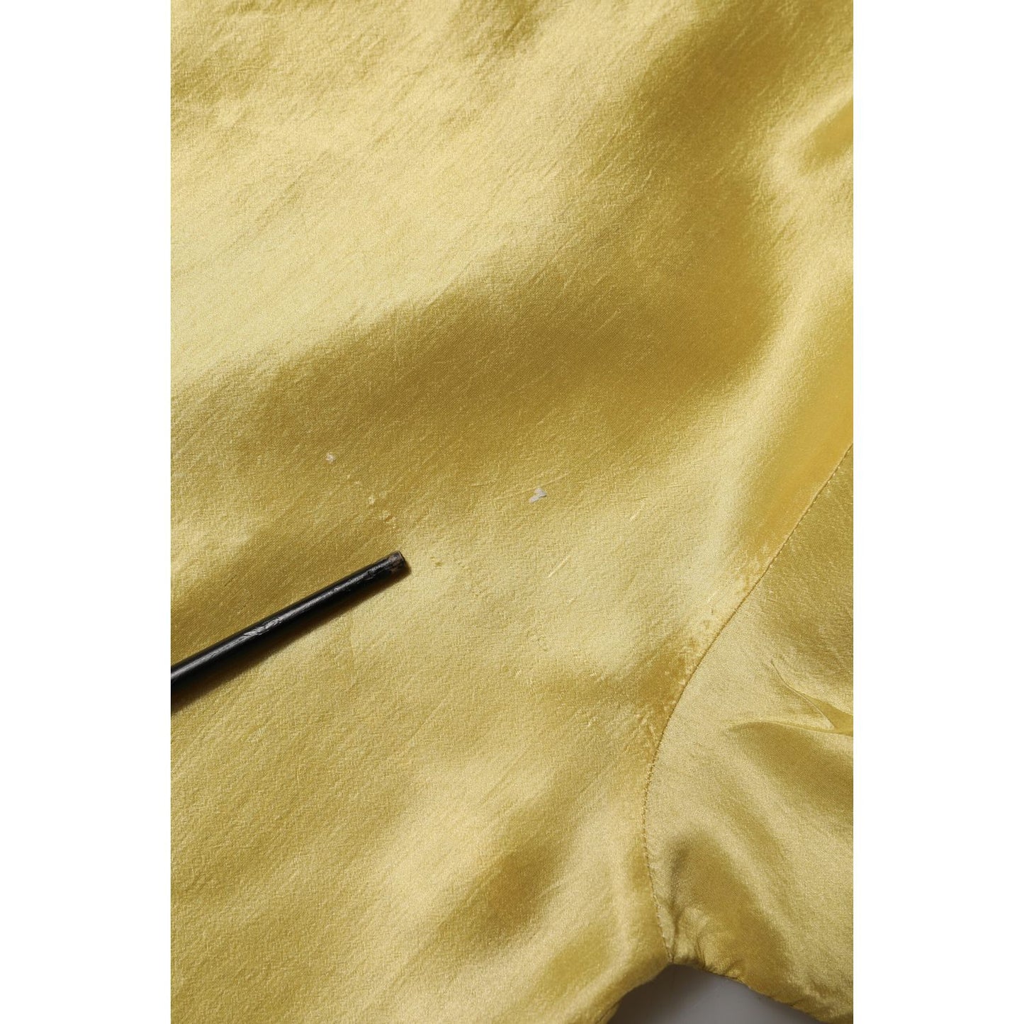 Dolce & Gabbana Yellow Silk Satin Floral Lace Short Sleeves Top Dolce & Gabbana