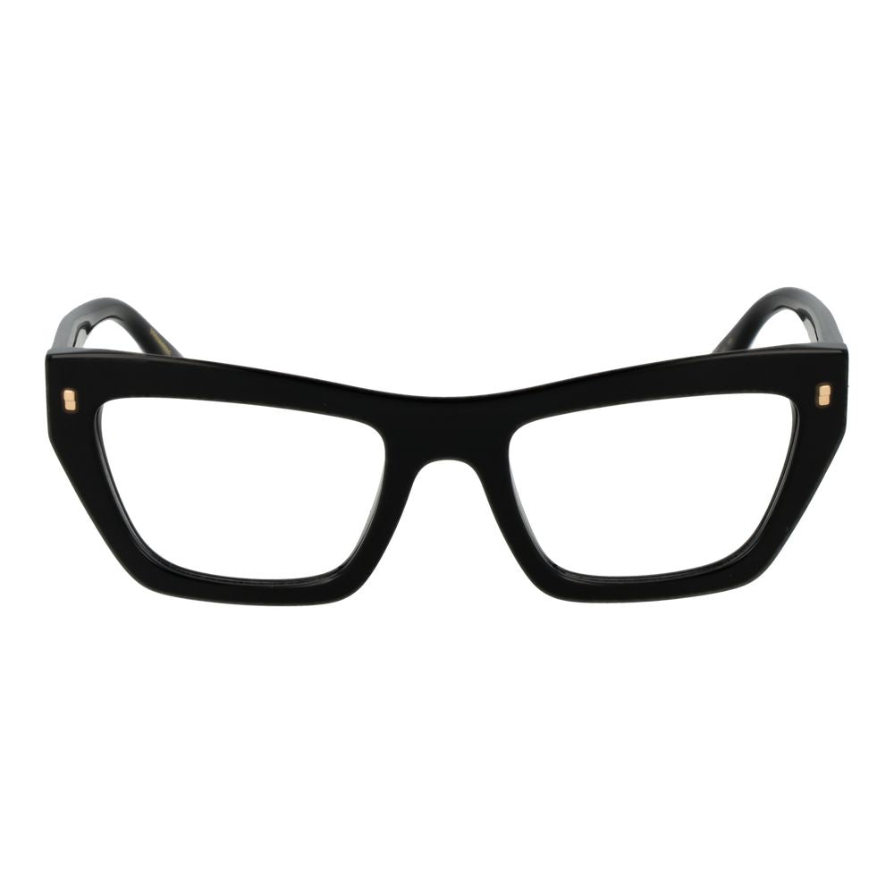 Dsquared² Black Acetate Glasses (Frames) for women, full-rim cat-eye style with demo lenses, size 52-20-145, in black.