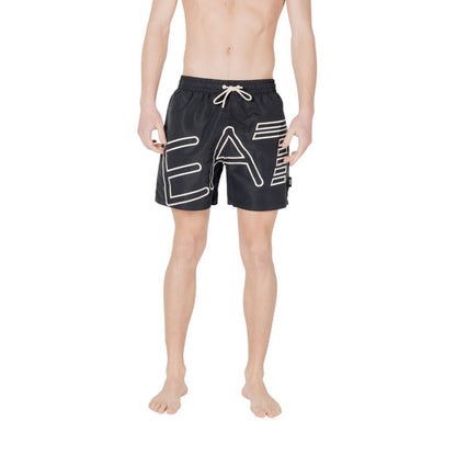 EA7 Emporio Armani Black Polyester Swim Shorts EA7 Emporio Armani