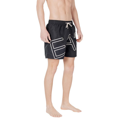 EA7 Emporio Armani Black Polyester Swim Shorts EA7 Emporio Armani