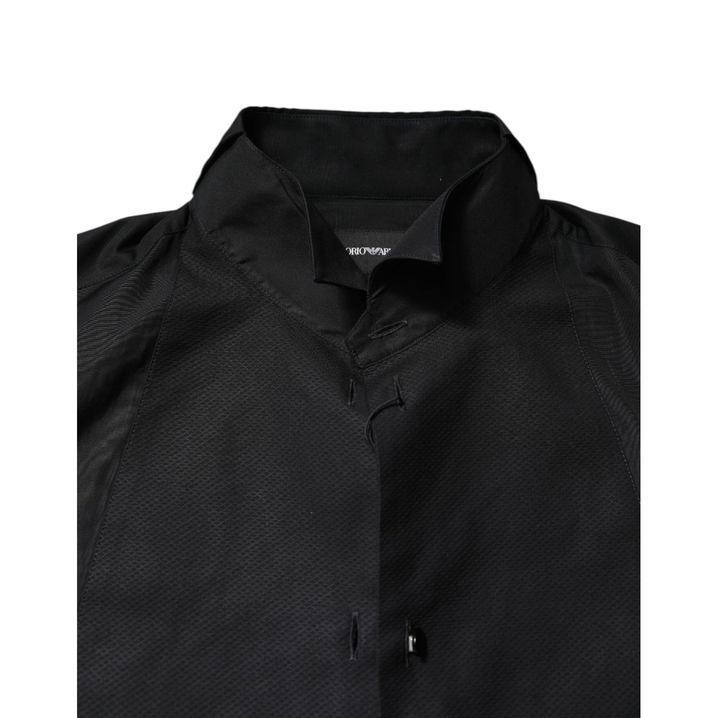 Emporio Armani Black Cotton Long Sleeves Men Formal Dress Shirt