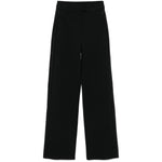Emporio Armani jersey trousers with bands and micro studs in black, wide leg, side slit pockets, concealed fastening.