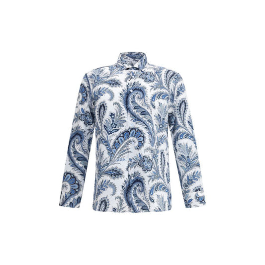 Etro Blue Cotton Pattern Shirt