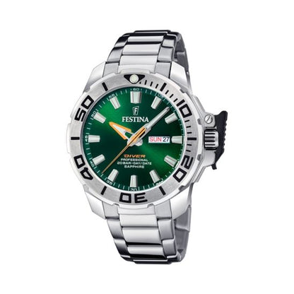 FESTINA WATCHES Mod. F20665/2 with green dial and silver bracelet