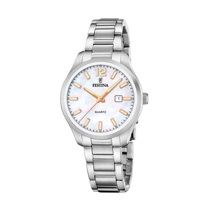 FESTINA WATCHES Mod. F20737/6 silver stainless steel watch with quartz movement and date display