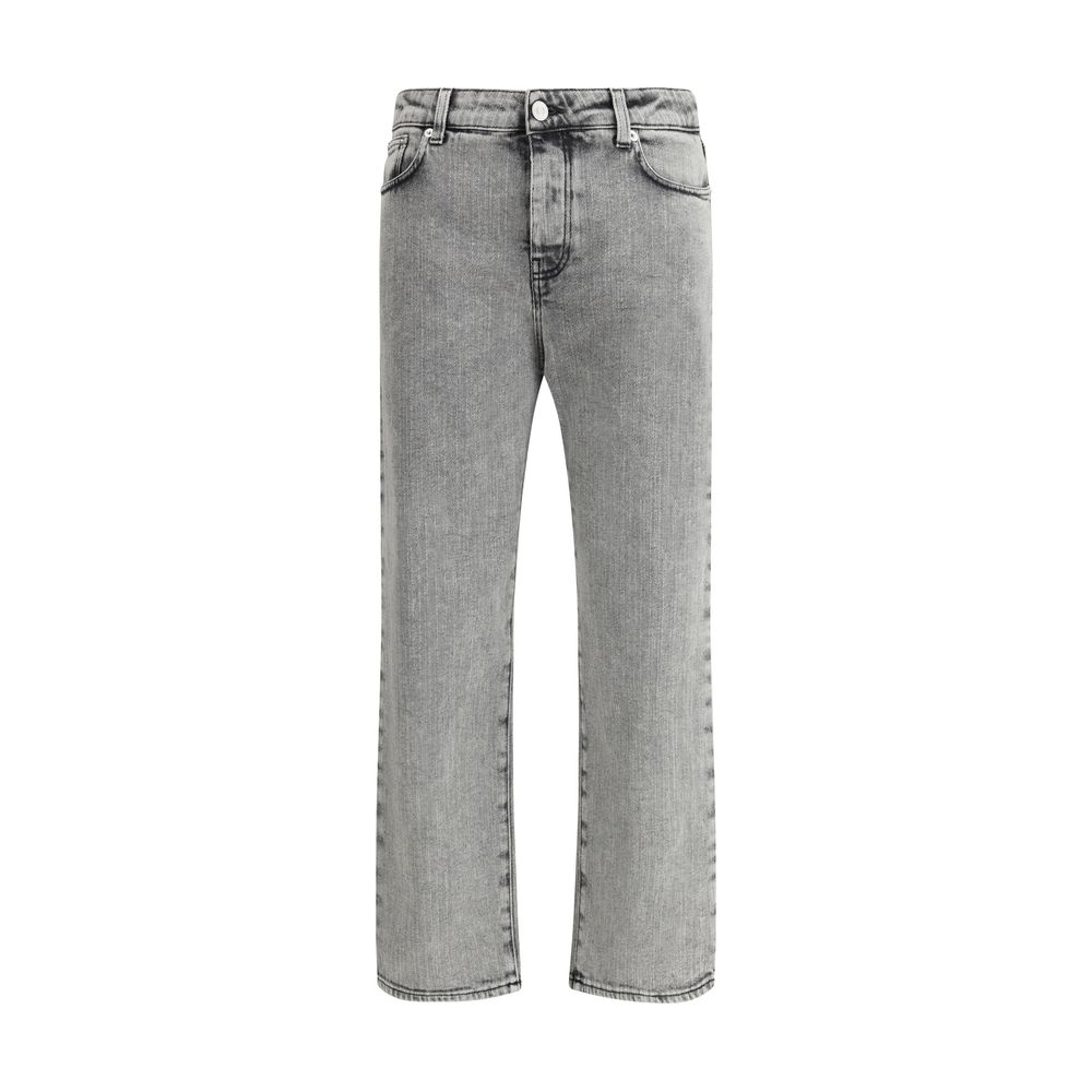 Fabiana Filippi Gray Cotton Straight-Leg Jeans with washed-out effect and five-pocket style, perfect for SS25 casual wear.