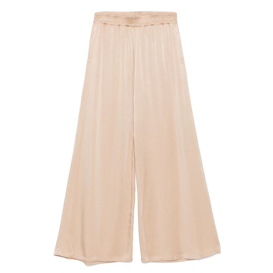 Fabiana Filippi Trousers Powder, beige wide-leg trousers with elasticated waist, side pockets, straight hem, true to size.