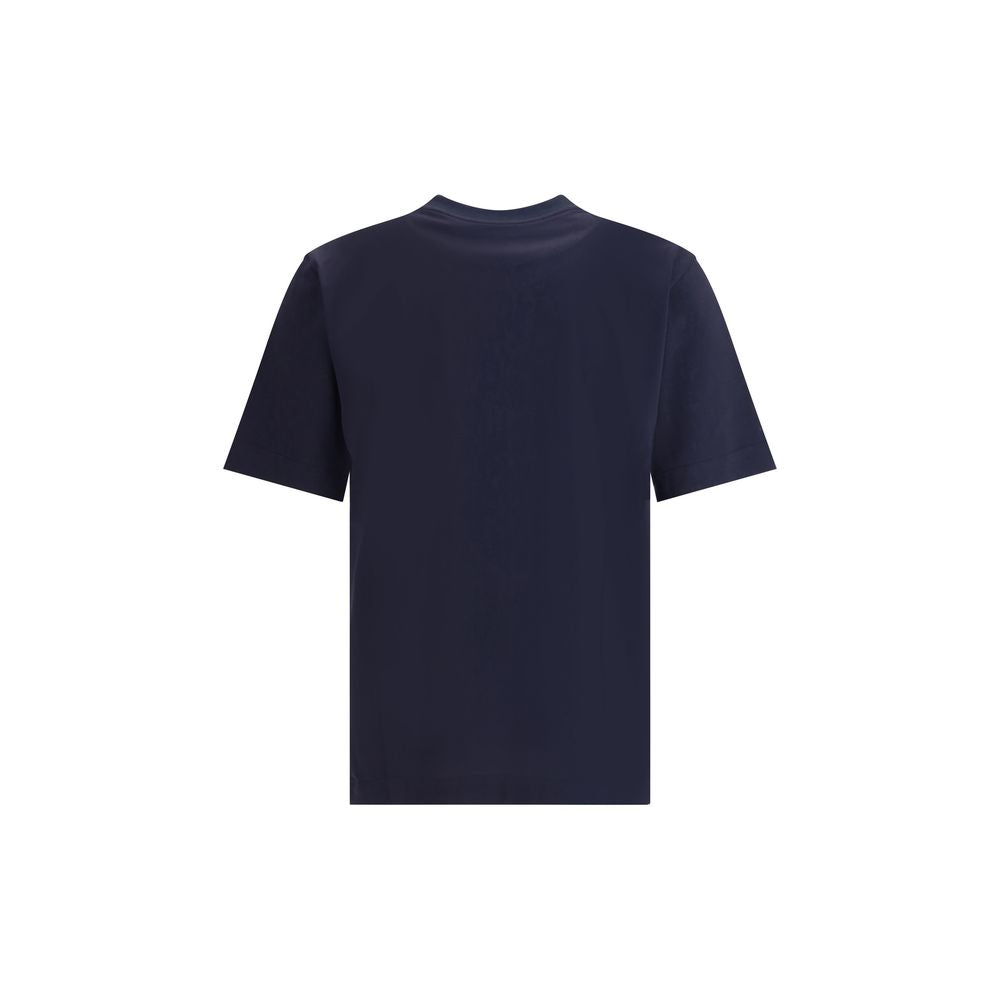Back view of Fendi Blue Cotton T-Shirt featuring ribbed crew neck, iconic Fendi print, casual design for AW25 season.