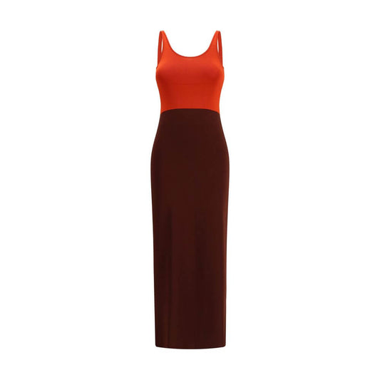 Fendi Multicolor Viscose Casual Dress with a sleek color-block pattern, fitted silhouette, and sleeveless design.