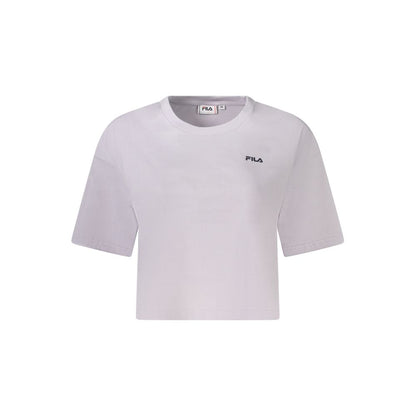 Fila Pink Cotton Women T-Shirt with iconic logo and cropped fit, organic fabric for chic comfort and bold fashion statement.