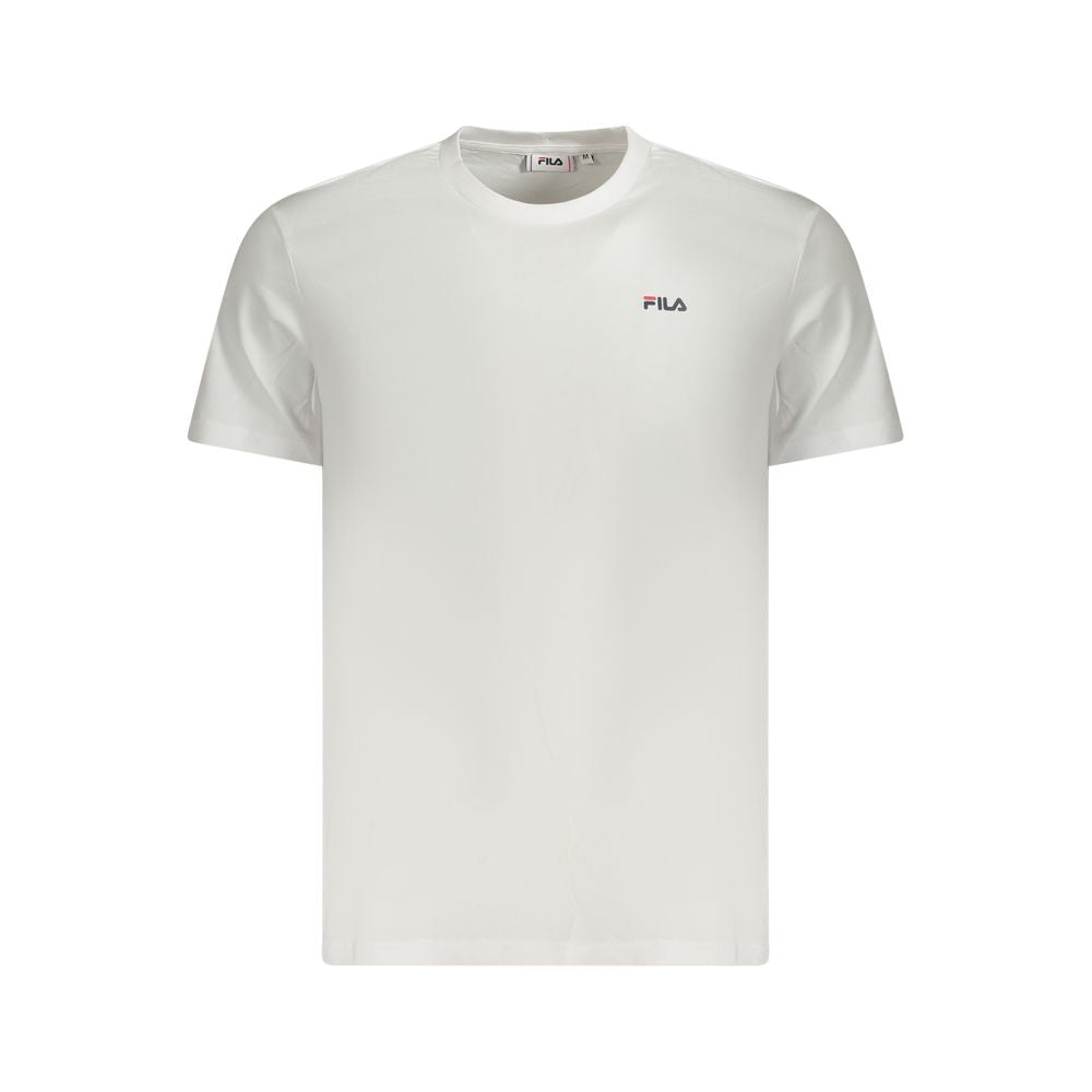 Fila White Cotton Men T-Shirt with iconic logo and short-sleeve design, crafted from 100% organic cotton for comfort and style.