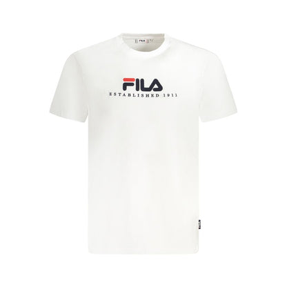 Fila White Cotton Unisex T-Shirt with logo and classic crew neck