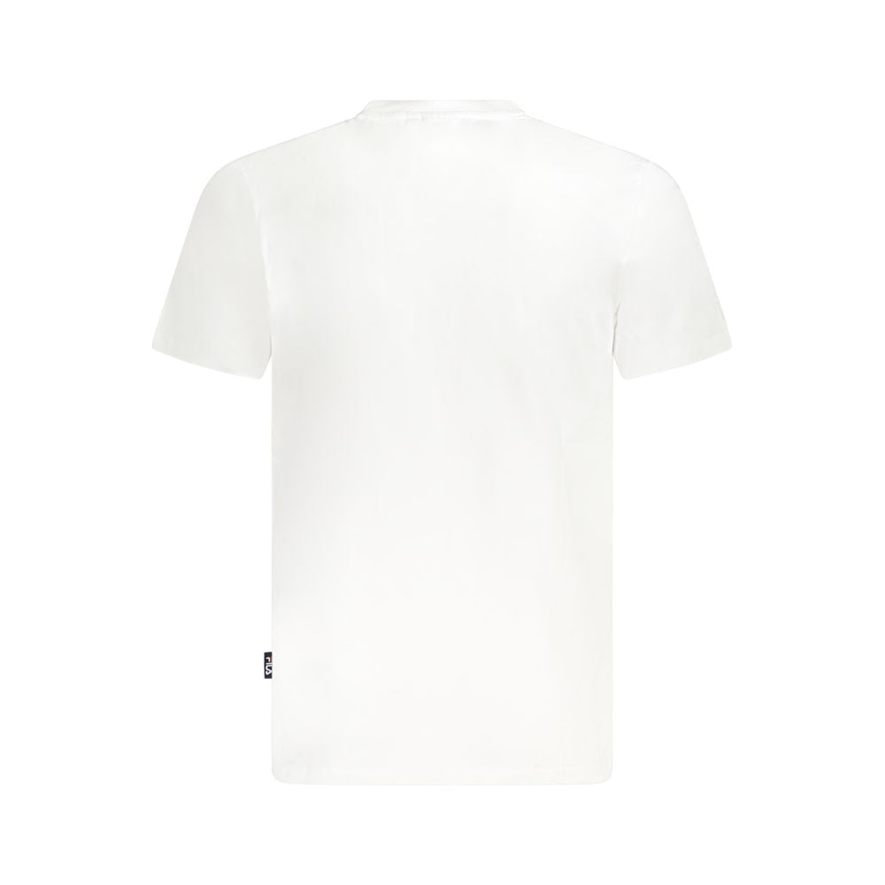 Fila White Cotton Unisex T-Shirt with crew neck and embroidered logo in organic cotton, back view