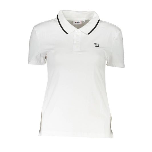 Fila White Cotton Womens Polo Shirt with iconic Fila logo and contrasting details, perfect for sporty chic style.