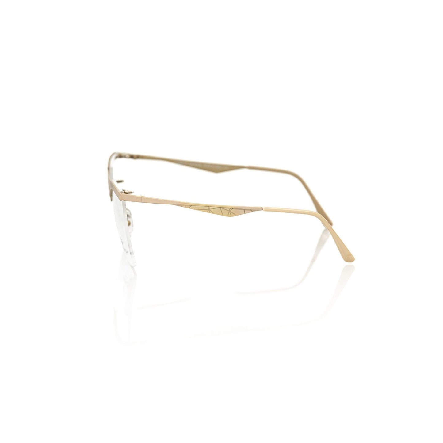 Side view of Frankie Morello Brown Metallic Fiber Women Frame with Clubmaster design showcasing elegant metallic brown finish.