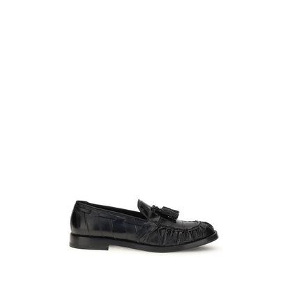 Fratelli Rossetti Black Rubber Slip-On Loafers with tassels and leather upper, ideal for smart casual style. AW25 season.