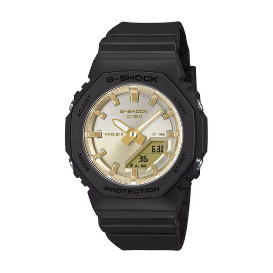 G-SHOCK Mod. OAK COMPACT SUNSET GLOW SERIE - GOLD wristwatch with 20 ATM water resistance and quartz movement, featuring a gold dial.