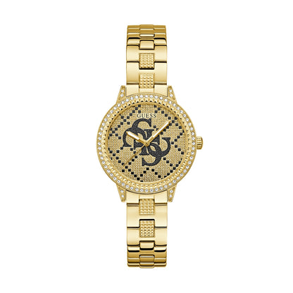 GUESS Mod. G LACE gold-tone women's watch with logo design, featuring a stylish and elegant look for any occasion.