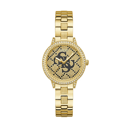 GUESS Mod. G LACE gold-tone women's watch with logo design, featuring a stylish and elegant look for any occasion.