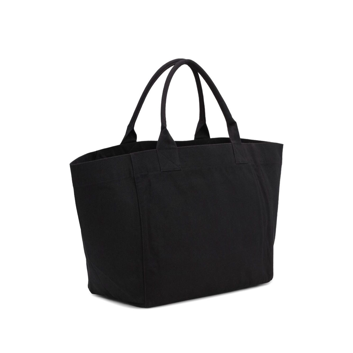 Ganni Organic cotton XXL tote bag in black with graphic and logo print, featuring two top handles, made from organic cotton.