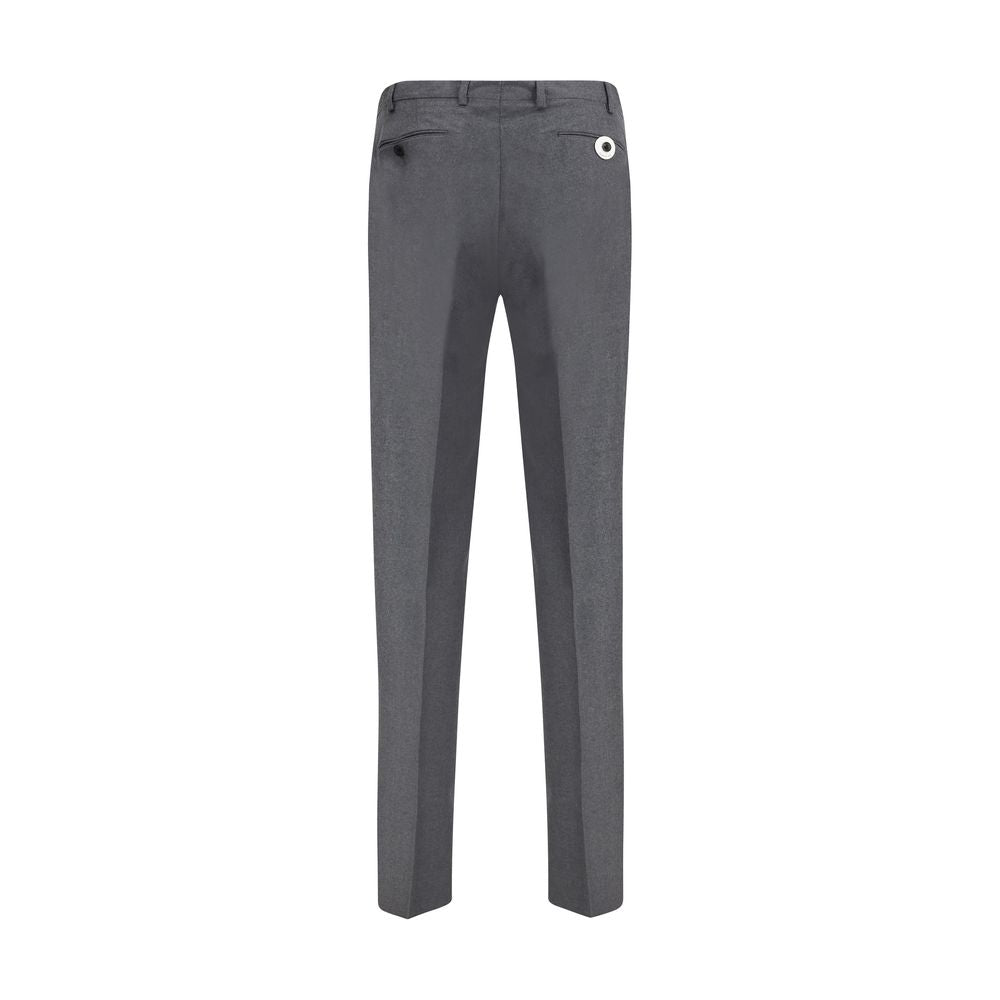 Back view of Germano Gray Fleece Wool Dress Pants with welt pockets and a refined, straight design for formal occasions.