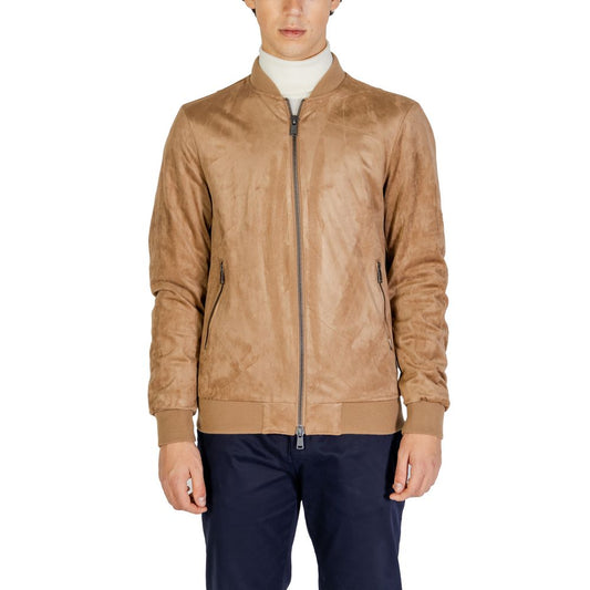 Gianni Lupo Beige Polyester Jackets & Coat for men, fall/winter collection, 90% polyester, 10% elastane.