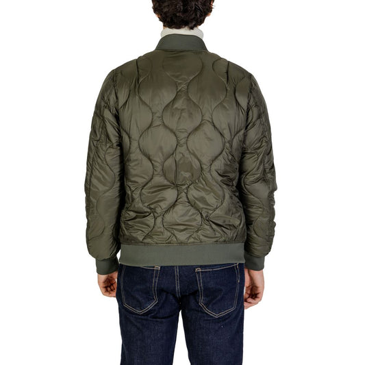 Gianni Lupo Green Polyamide Jackets & Coat, men's fall/winter collection, back view.