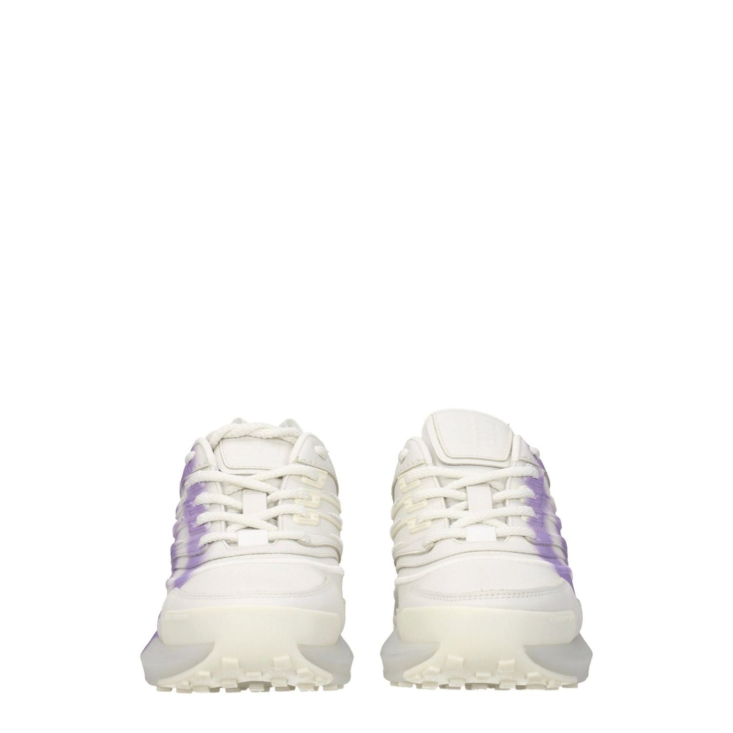 Givenchy Beige Leather Low Top Sneakers with lilac detailing, lace-up closure, and rubber sole.