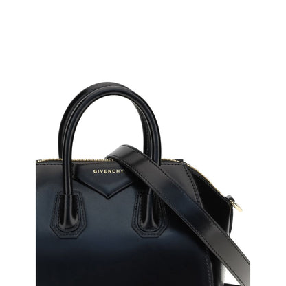 Givenchy Black Calf Leather Bos Taurus Handbag with geometric design and gold monogram