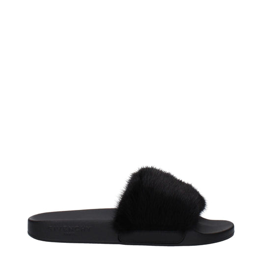 Alt Tag: Givenchy Black Cotton Slippers, casual open-toe design with a side logo and rubber sole, perfect for stylish comfort.