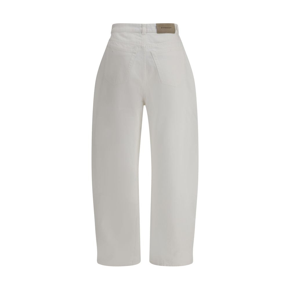 Givenchy White Cotton Jeans Denim with rounded silhouette and five-pocket design for a bold, contemporary look.