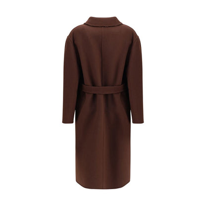Back view of Gucci Brown Wool Coat with sophisticated design and essential silhouette, featuring notch lapels and button closure.