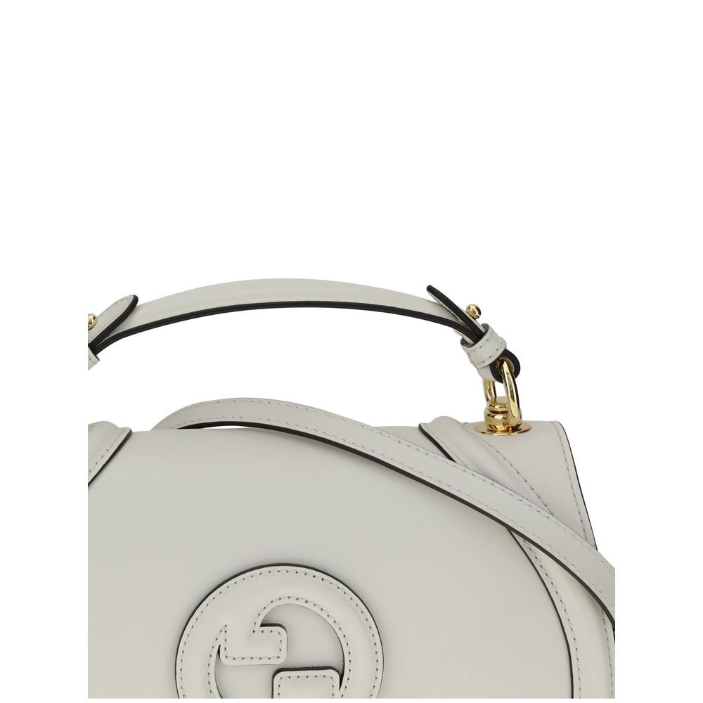 Gucci White Calf Leather Bos Taurus Handbag with GG applique and removable handle, showcasing smooth leather and elegant design.