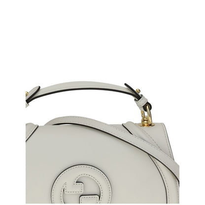Gucci White Calf Leather Bos Taurus Handbag with GG applique and removable handle, showcasing smooth leather and elegant design.