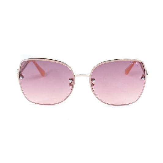 Guess Gold Metal Sunglasses with purple lenses and golden frame, style GU52135632Z, lens 56 mm, bridge 15 mm, temple 140 mm.