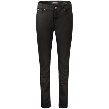 Guess Jeans Black Cotton Women Jeans featuring a sleek black design, five-pocket style, and comfortable skinny fit.