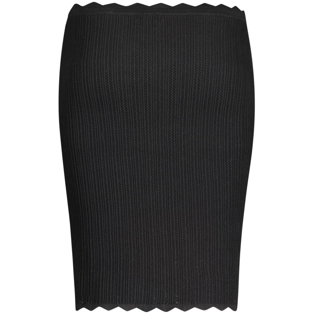 Guess Jeans Black Viscose Skirt - Longuette with elastic waist, contrasting details, logo accented design.