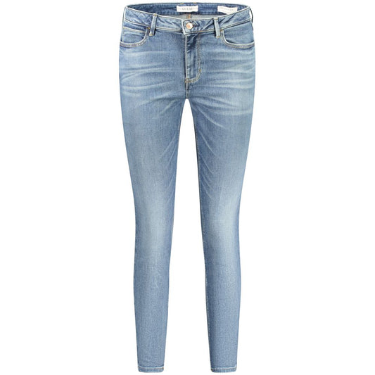 Guess Jeans Blue Recycled Cotton Women Jeans, skinny high style with five-pocket design and washed effect, eco-chic denim fashion.
