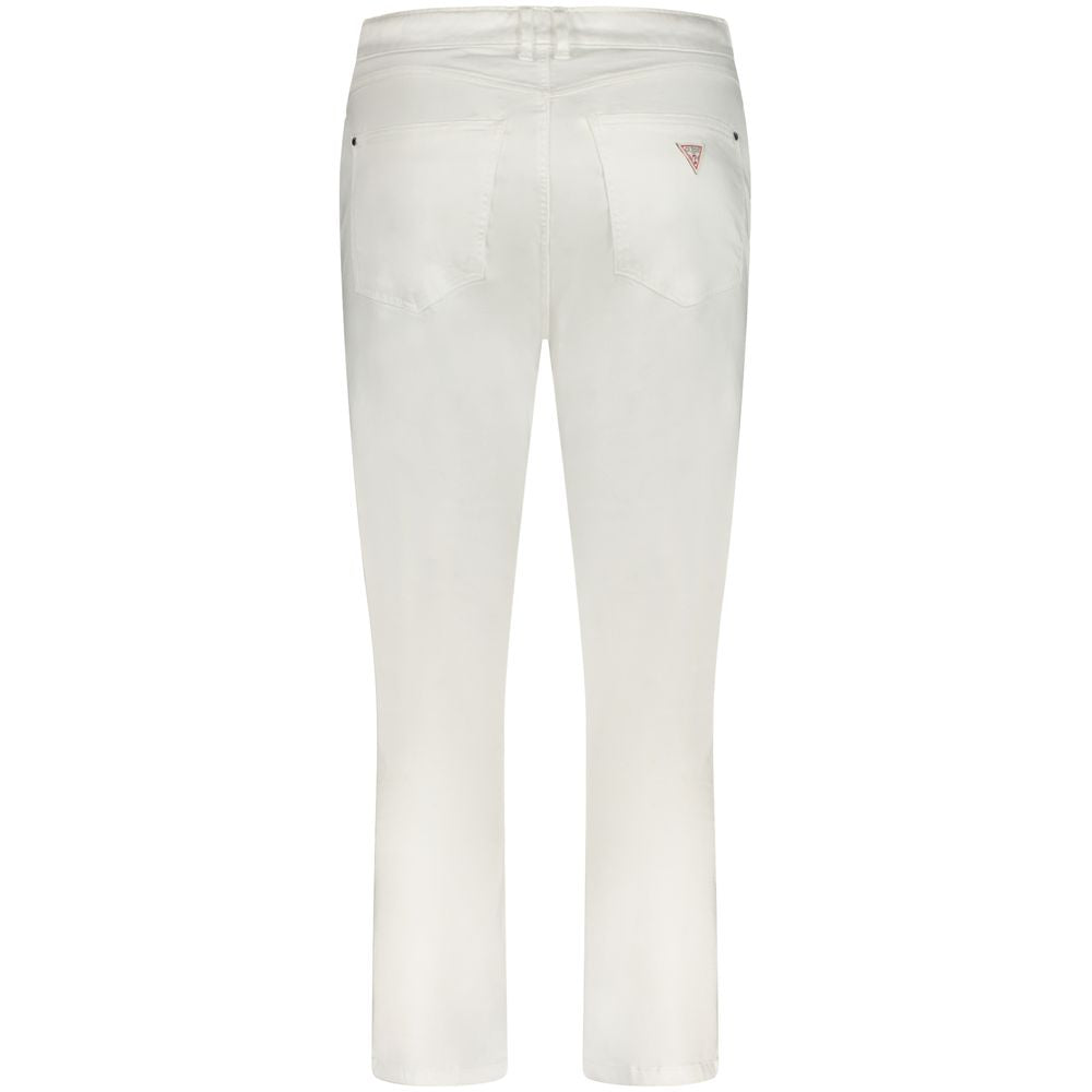 Back view of Guess Jeans White Cotton Women Skinny Jean with 5-pocket design and high-rise cut, adding style and comfort to your wardrobe.