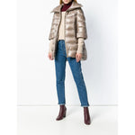 Herno Coats Dove Grey - nude feather down padded zipped coat, Cleofe midi down jacket, elegant and warm outerwear fashion.