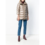 Herno Coats Dove Grey - Nude feather down padded zipped coat, Cleofe midi down jacket